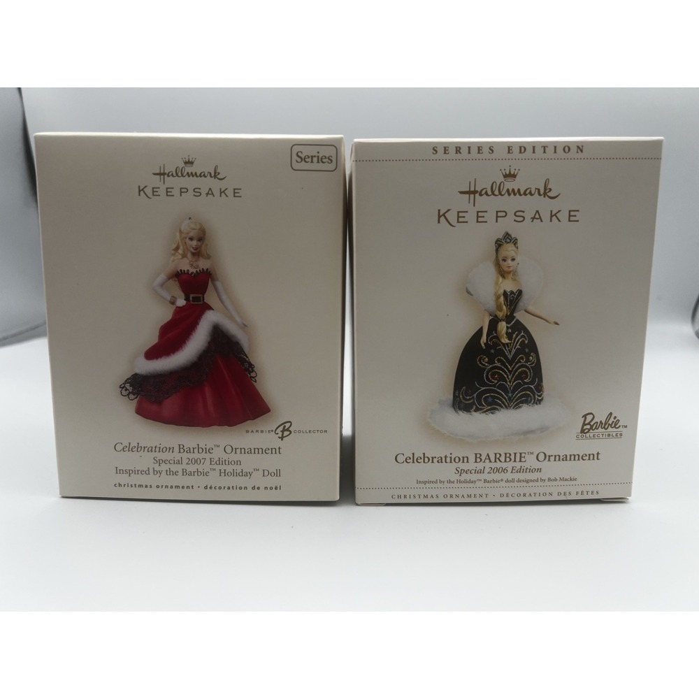 Hallmark Keepsake Celebration Barbie Ornament Lot Special 2006 & 2007 Edition